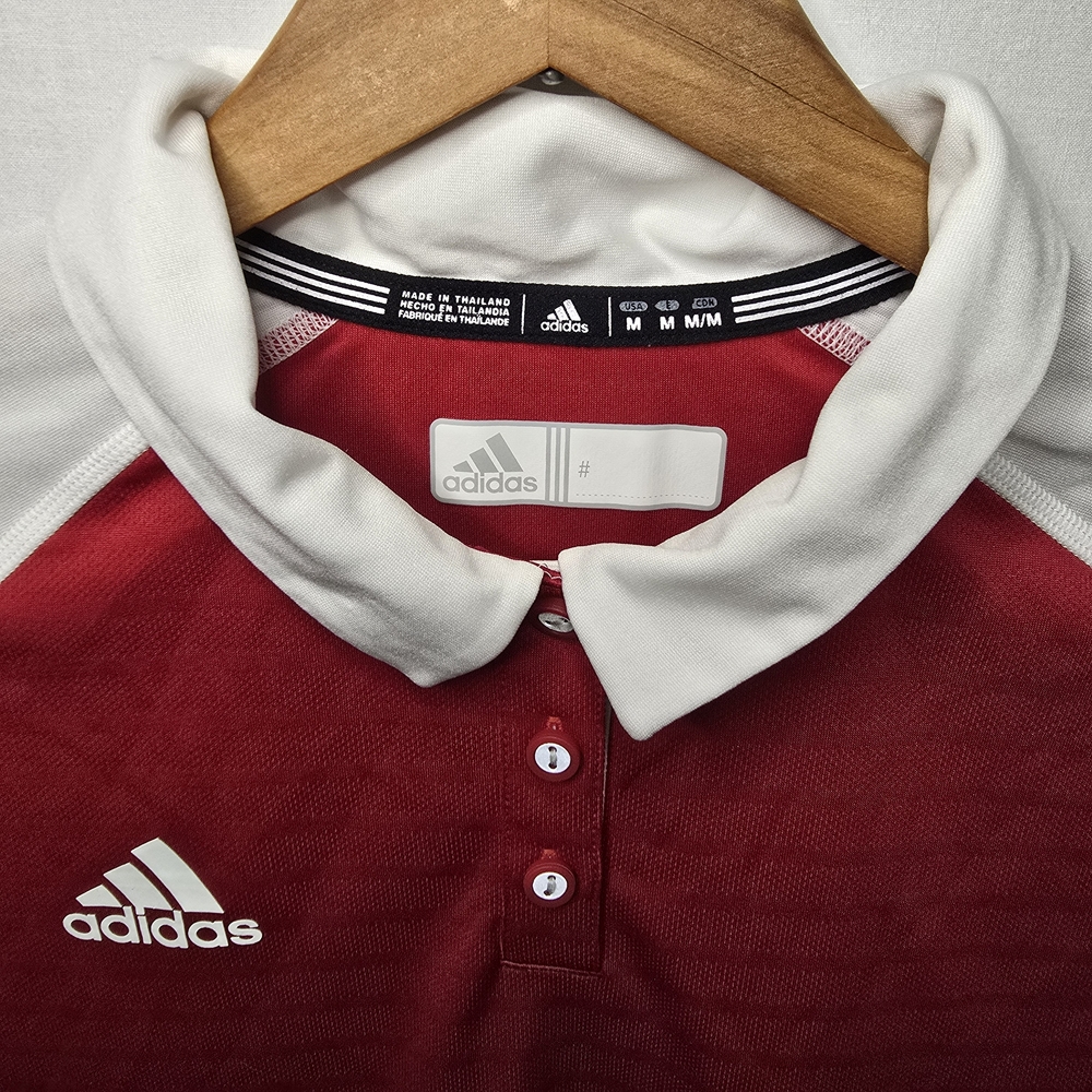 Adidas Men’s ClimaLite Red White Varsity Coach Polo Shirt Size M - Picture 3 of 10